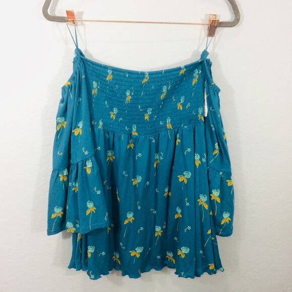 Free People Mermaid Tunic Combo blue floral Size XS NWT - Picture 2 of 9